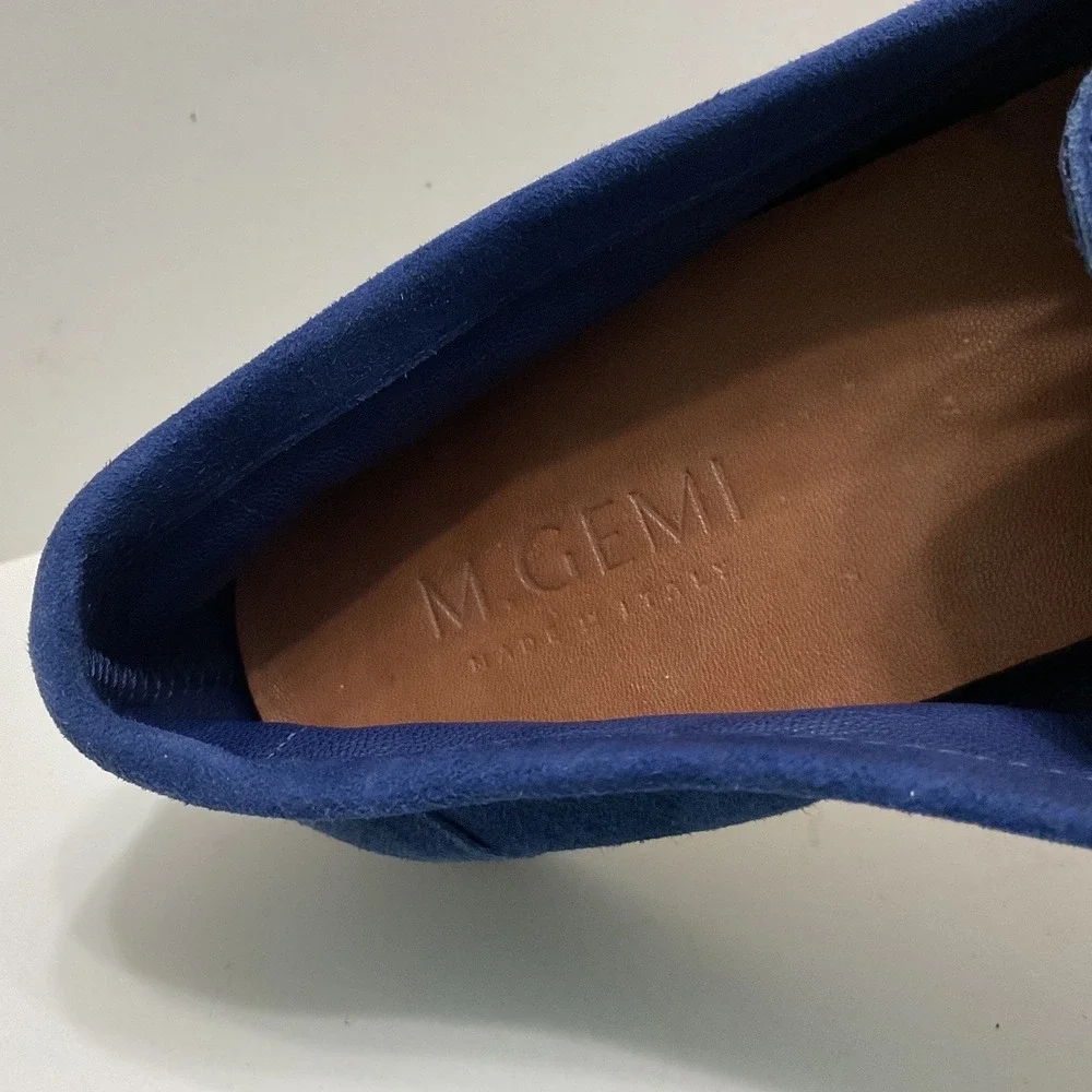 M.Gemi Blue Suede Penny Loafers Made in Italy Size 39 Mens Slip On Shoes